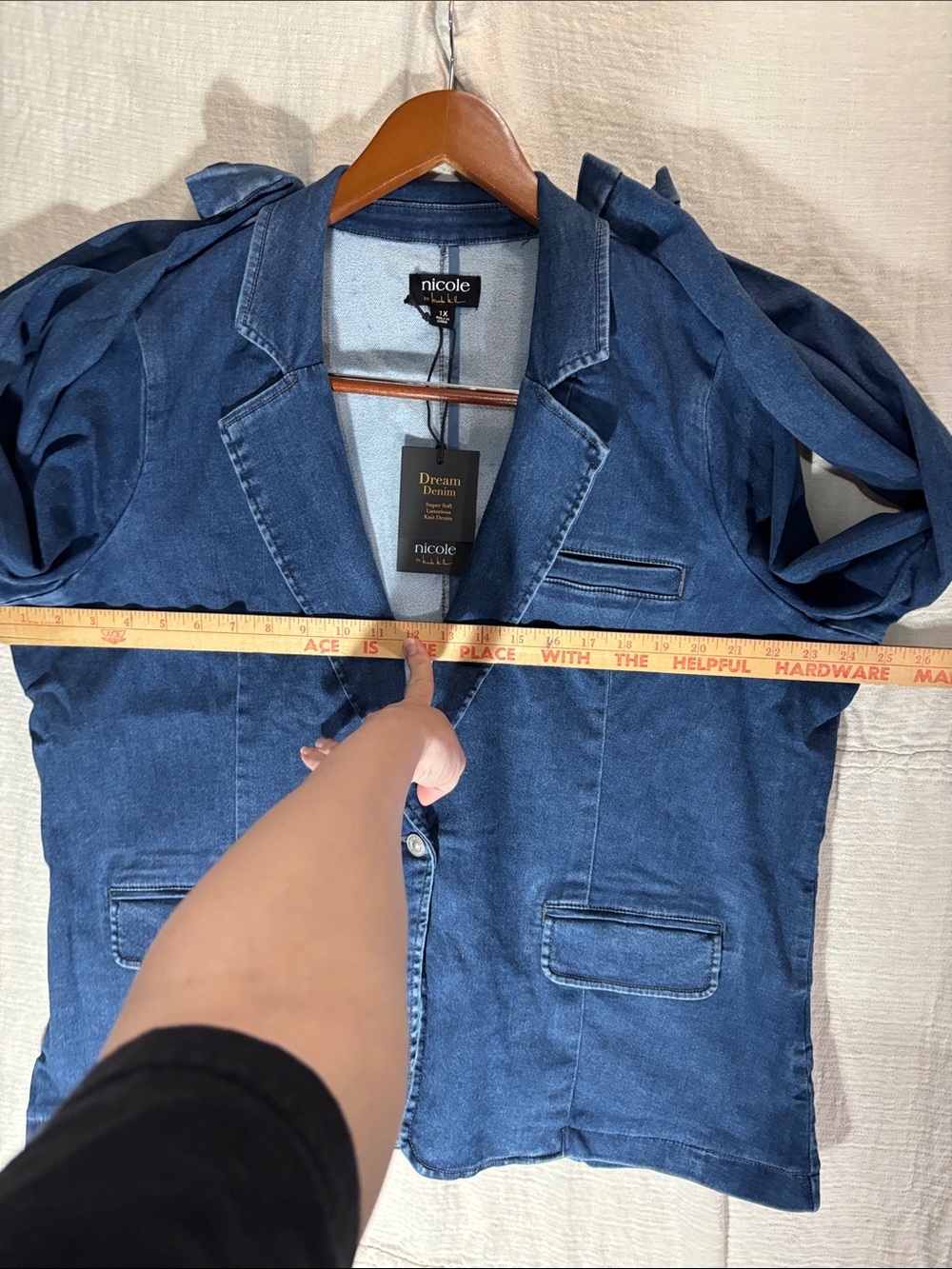 NWT Nicole by Nicole Miller Dream Denim Blazer Jacket Indigo Plus Size - Picture 6 of 9